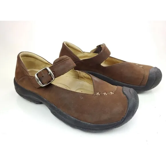 Keen Womens Leather Mary Jane Shoes w/ Buckle XT 0705 Brown Size 6.5