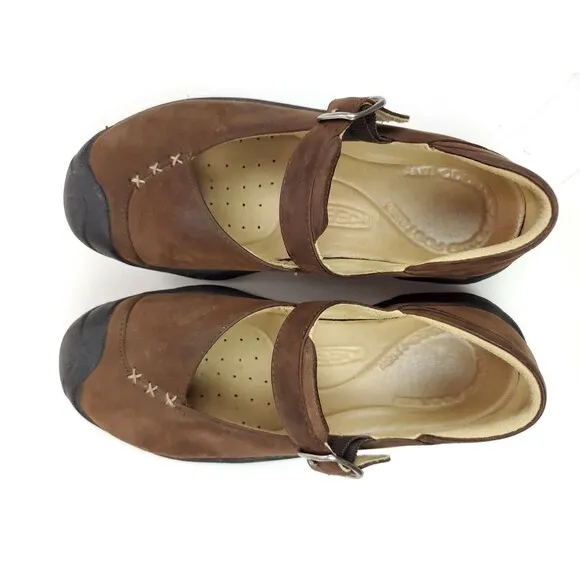 Keen Womens Leather Mary Jane Shoes w/ Buckle XT 0705 Brown Size 6.5