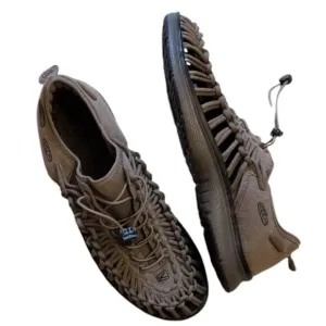 KEEN Premium Leather Two Cord Sandal Sneakers Taupe grey tan size 12