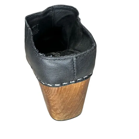 Kelsi Dagger Brooklyn | Black Leather Wooden Heel Mule | Women's 7.5