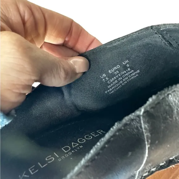 Kelsi Dagger Brooklyn | Black Leather Wooden Heel Mule | Women's 7.5