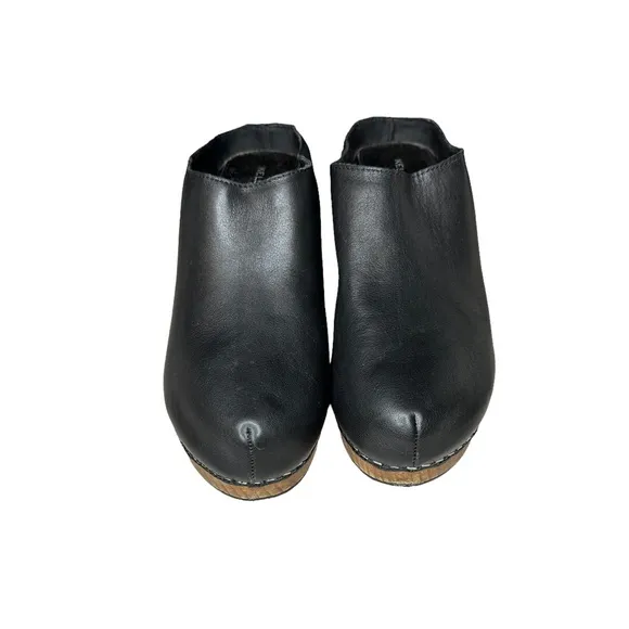 Kelsi Dagger Brooklyn | Black Leather Wooden Heel Mule | Women's 7.5