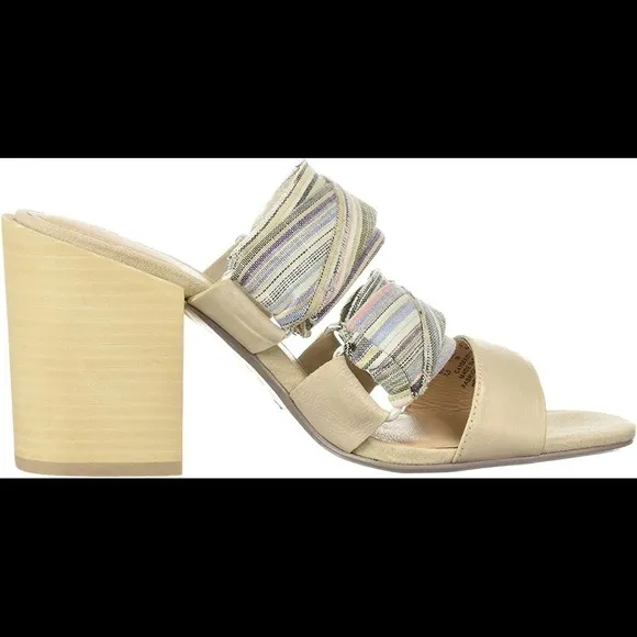 Kelsi Dagger Brooklyn NIB Monacolf Slip-On Heels Bone Leather w/ Pinstripes 9.5