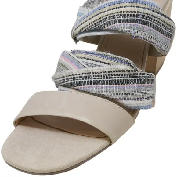 Kelsi Dagger Brooklyn NIB Monacolf Slip-On Heels Bone Leather w/ Pinstripes 9.5