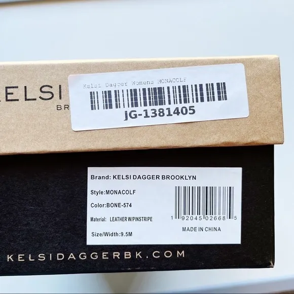 Kelsi Dagger Brooklyn NIB Monacolf Slip-On Heels Bone Leather w/ Pinstripes 9.5