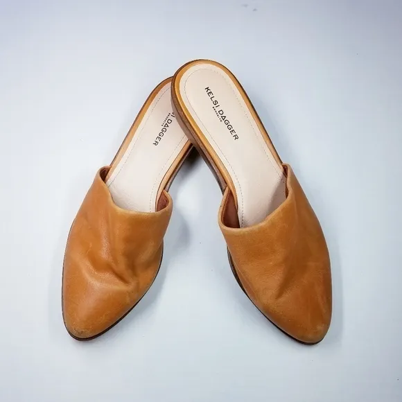 Kelsi Dagger | Tan Leather Mules 9.5