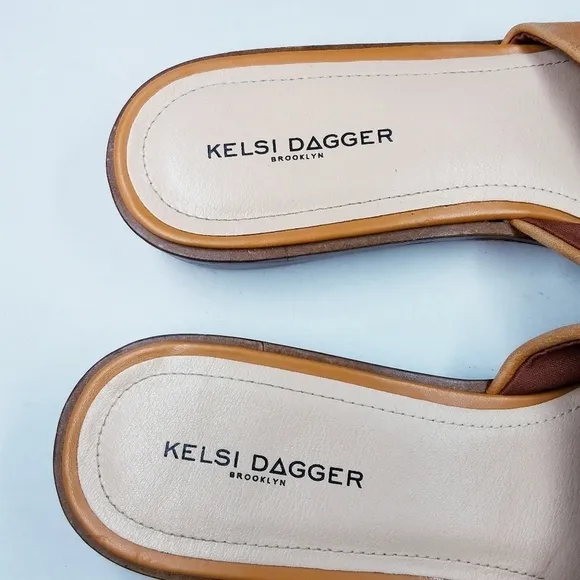 Kelsi Dagger | Tan Leather Mules 9.5