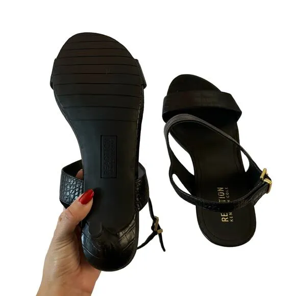 Kenneth Cole Reaction Women's Dee Two BandSlingback Sandals Black Size 11