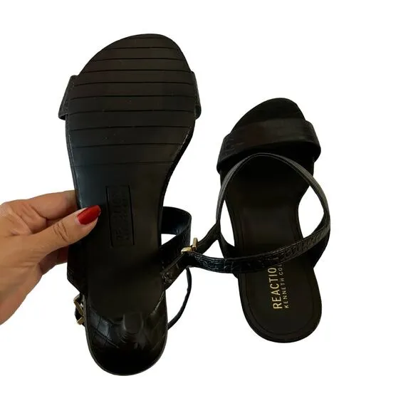 Kenneth Cole Reaction Women's Dee Two BandSlingback Sandals Black Size 11