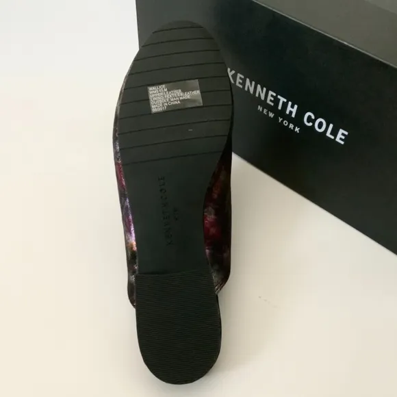 Kenneth Cole Wallice Slip On Mule Floral Loafers Leather Fashion Pumps Shoes