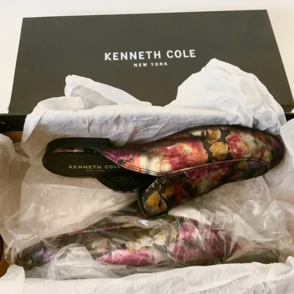 Kenneth Cole Wallice Slip On Mule Floral Loafers Leather Fashion Pumps Shoes