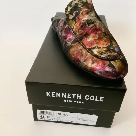Kenneth Cole Wallice Slip On Mule Floral Loafers Leather Fashion Pumps Shoes