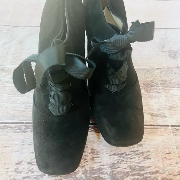 Kenzo Victorian Style heels with ribbon lace up front size‎ 36.5 made in italy
