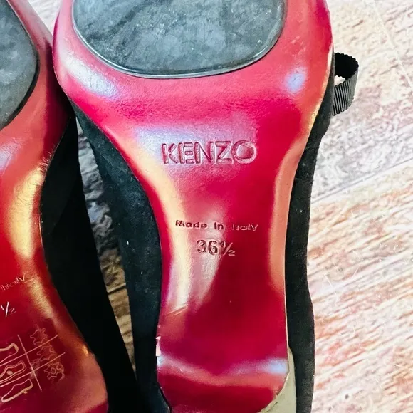 Kenzo Victorian Style heels with ribbon lace up front size‎ 36.5 made in italy