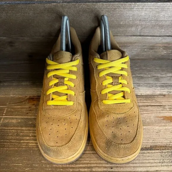 Kids Nike Air Force 1 '07 Mineral Yellow Suede Casual‎ Sneakers Shoes Size 3 Y