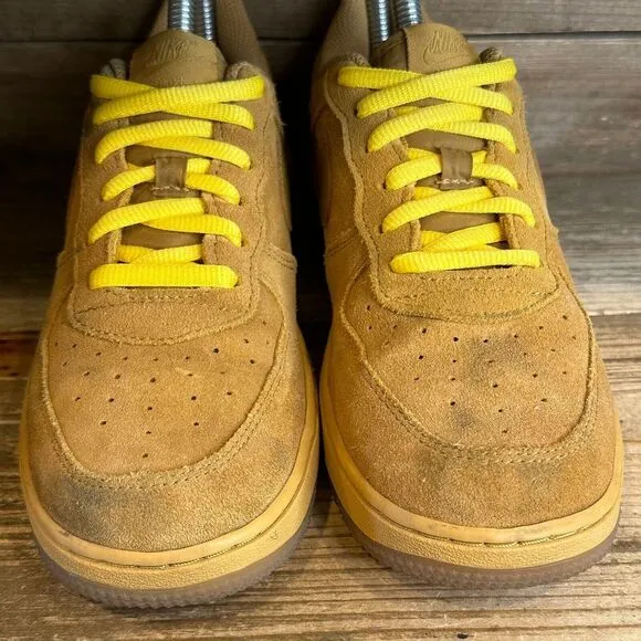 Kids Nike Air Force 1 '07 Mineral Yellow Suede Casual‎ Sneakers Shoes Size 3 Y