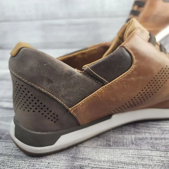 Kizik Boston Mens Size 9.5 Brown Leather Handsfree Slip On Shoes Sneakers