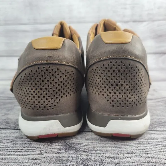 Kizik Boston Mens Size 9.5 Brown Leather Handsfree Slip On Shoes Sneakers