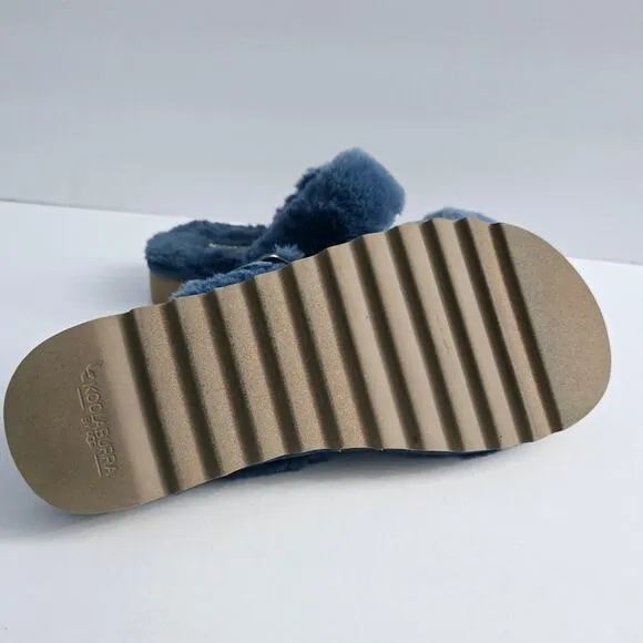 Koolaburra By Ugg Blue Fluffy Sandals Size 7 Feminine Comfy Casual Discontinued