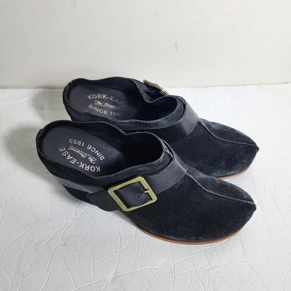 Kork-Ease Womens Shanaya Black Mules Size 10M Suede  Shoes Closed Toe