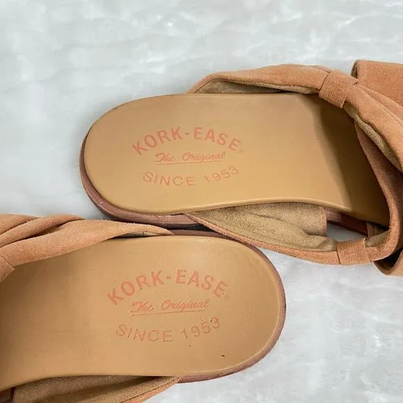 KORK-EASE Women's Size 7 Zel Orange Peach Suede Slip on Casual Slide Sandals