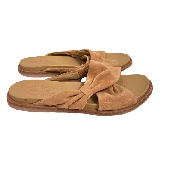 KORK-EASE Women's Size 7 Zel Orange Peach Suede Slip on Casual Slide Sandals