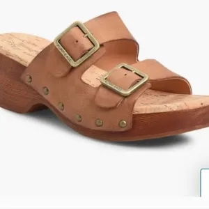 Kork Ease Saffron Brown Leather Slide Sandals - Size 8