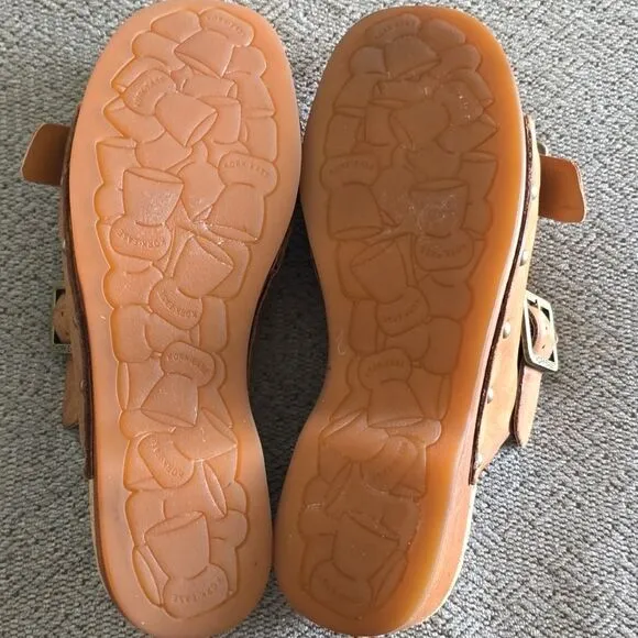 Kork Ease Saffron Brown Leather Slide Sandals - Size 8