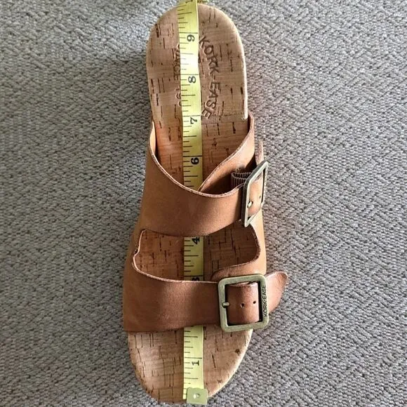 Kork Ease Saffron Brown Leather Slide Sandals - Size 8