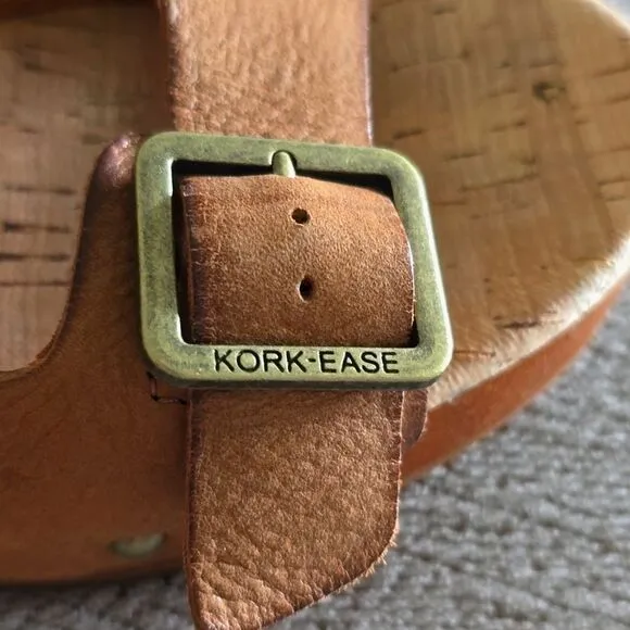 Kork Ease Saffron Brown Leather Slide Sandals - Size 8