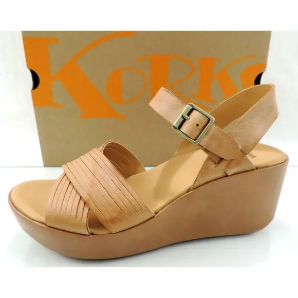 Korks By Kork-Ease Martinique Platform Wedge Sandals Comfort Natural Size 9