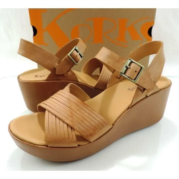 Korks By Kork-Ease Martinique Platform Wedge Sandals Comfort Natural Size 9