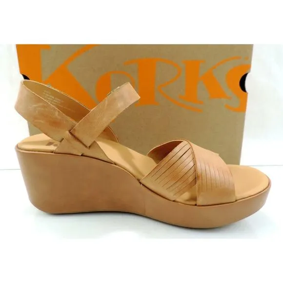 Korks By Kork-Ease Martinique Platform Wedge Sandals Comfort Natural Size 9