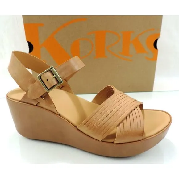 Korks By Kork-Ease Martinique Platform Wedge Sandals Comfort Natural Size 9