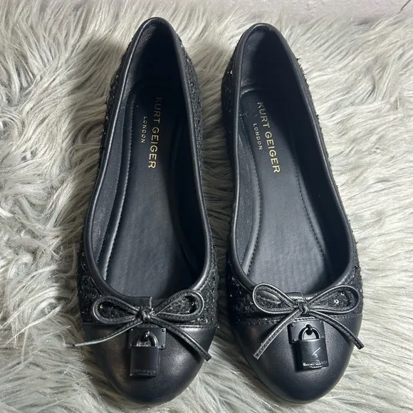 Kurt Geiger London Brixton Ballerina Black Elegant Ballet Flats Size EU40 / US 9