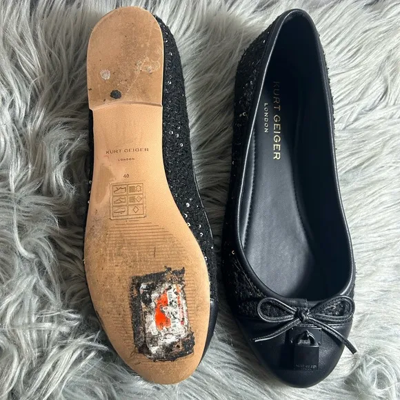 Kurt Geiger London Brixton Ballerina Black Elegant Ballet Flats Size EU40 / US 9
