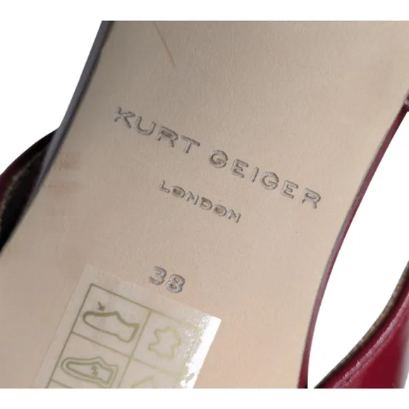 Kurt Geiger Red Patent Belgravia Pointed Toe Bow Slingback Heels Shoes New Sz 38