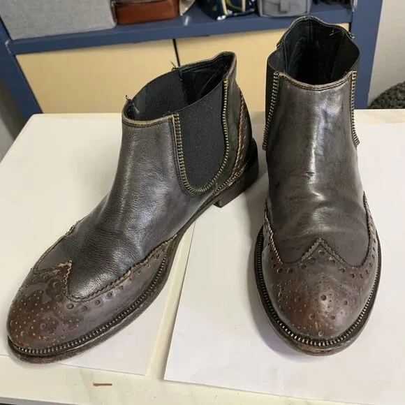 LA BOTTEGA di Lisa  Ankle boots genuine leather booties 37.5 or  7.5 made Italy