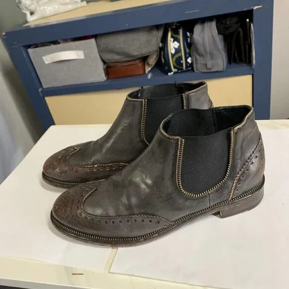 LA BOTTEGA di Lisa  Ankle boots genuine leather booties 37.5 or  7.5 made Italy
