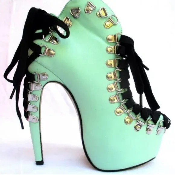LACE up red kiss boots ankle level