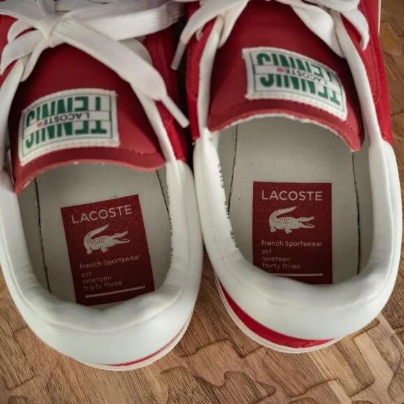 Lacoste Men's Baseshot 223 1 SMA Suede Trainers Red - Size 10 EUC