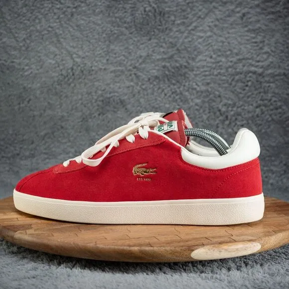 Lacoste Men's Baseshot 223 1 SMA Suede Trainers Red - Size 10 EUC