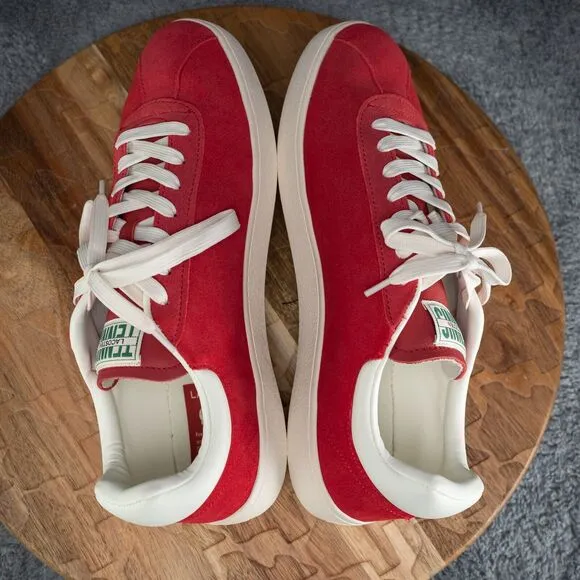 Lacoste Men's Baseshot 223 1 SMA Suede Trainers Red - Size 10 EUC