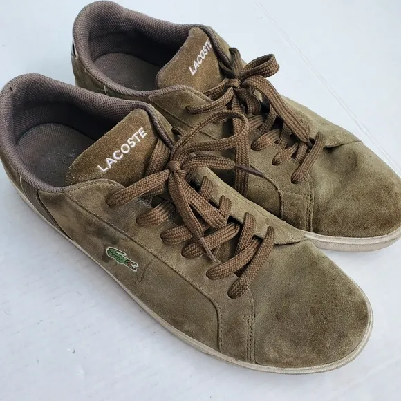 Lacoste Suede Lace Up Shoes Army Green Sz 13 US 12 UK GUC