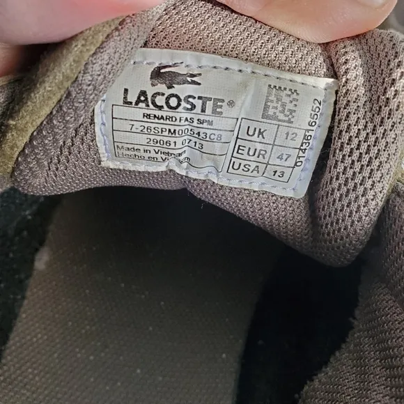 Lacoste Suede Lace Up Shoes Army Green Sz 13 US 12 UK GUC