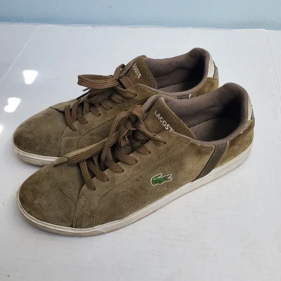 Lacoste Suede Lace Up Shoes Army Green Sz 13 US 12 UK GUC