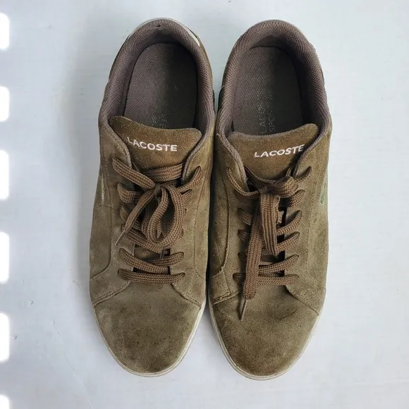 Lacoste Suede Lace Up Shoes Army Green Sz 13 US 12 UK GUC