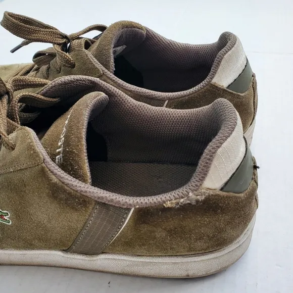 Lacoste Suede Lace Up Shoes Army Green Sz 13 US 12 UK GUC