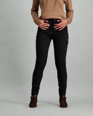 Ladies Skinny Leg 2 Pocket Cargo Trouser - Black