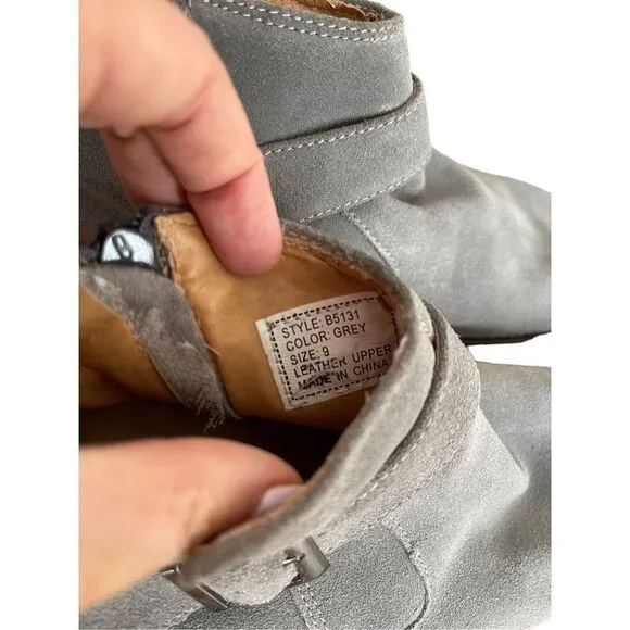 La Milano Mens Gray Leather Italy Collection Suede Buckle Ankle Boots Size 9